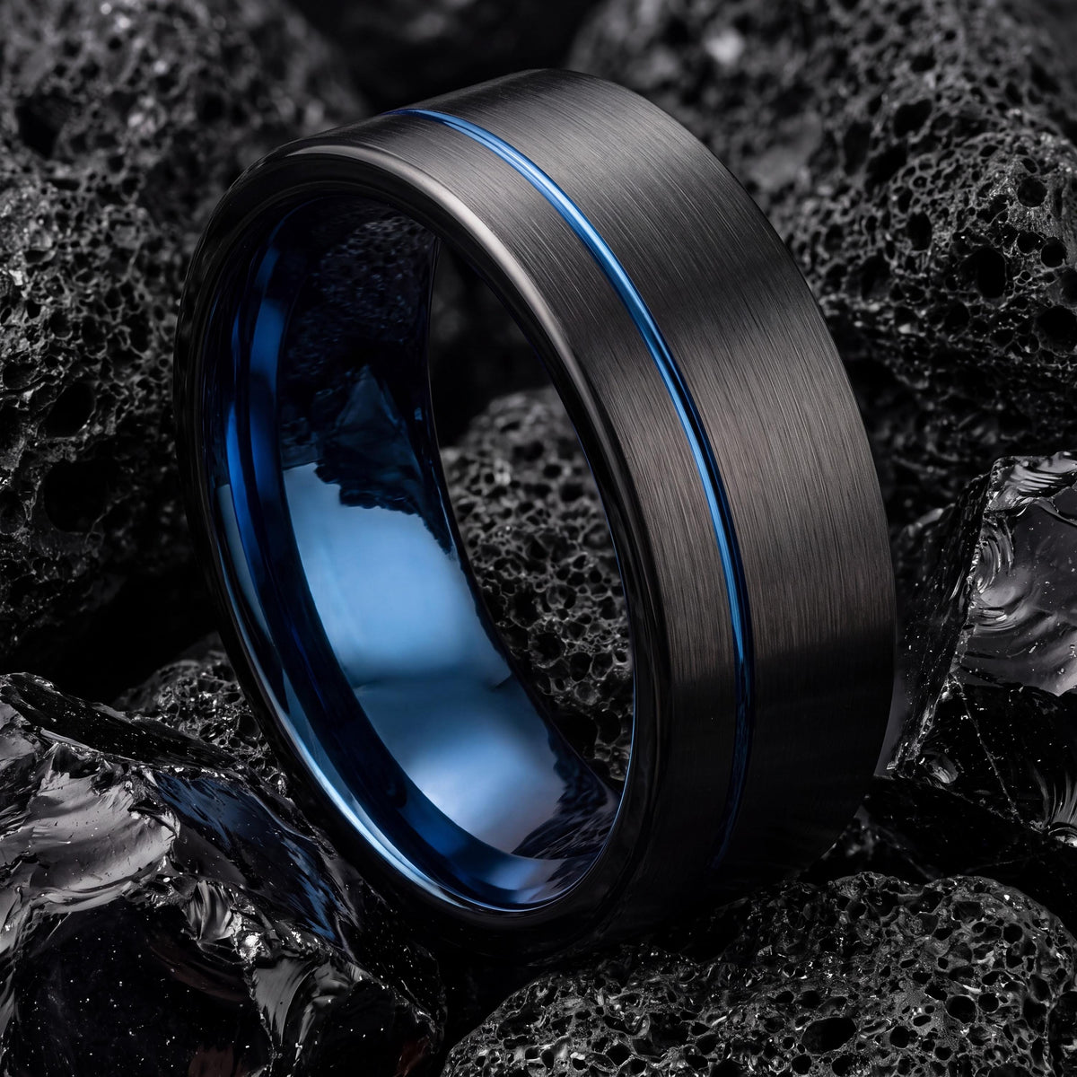 Wedding Ring,Mens Wedding Band Tungsten,Unique Mens Wedding Band,Mens Wedding Ring Unique,Mens Wedding Band Black,Dainty Blue Ring Stackable