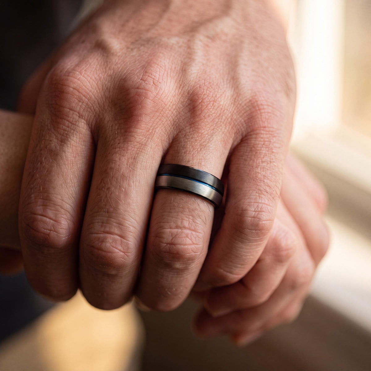 Wedding Band,Tungsten Wedding Band,Mens Wedding Bands,Bevel Wedding Band 6Mm,Silver Engagement Ring Sturdy,Mens Rings Black,Blue Wide Ring,1