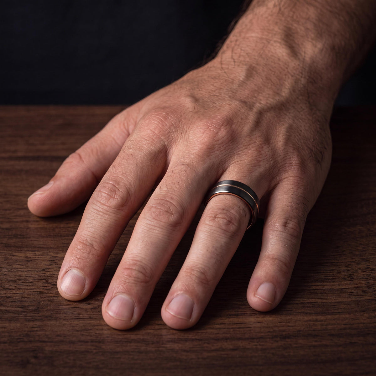 Mens Wedding Band Tungsten,Curved Wedding Band,Wedding Band Set His And Hers Unique,Male Wedding Band Gunmetal 4Mm,Rose Gold Cursive Letters