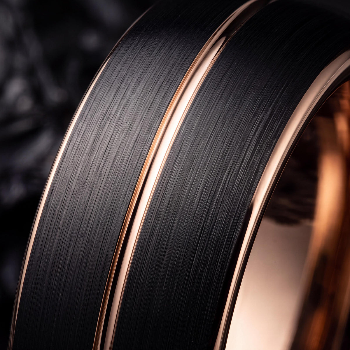 Tungsten Wedding Band,Womens Wedding Bands,Womens Comfort Fit Wedding Band,Rose Gold and Black Tungsten Wedding Band,Rose Gold,Black Rings,8