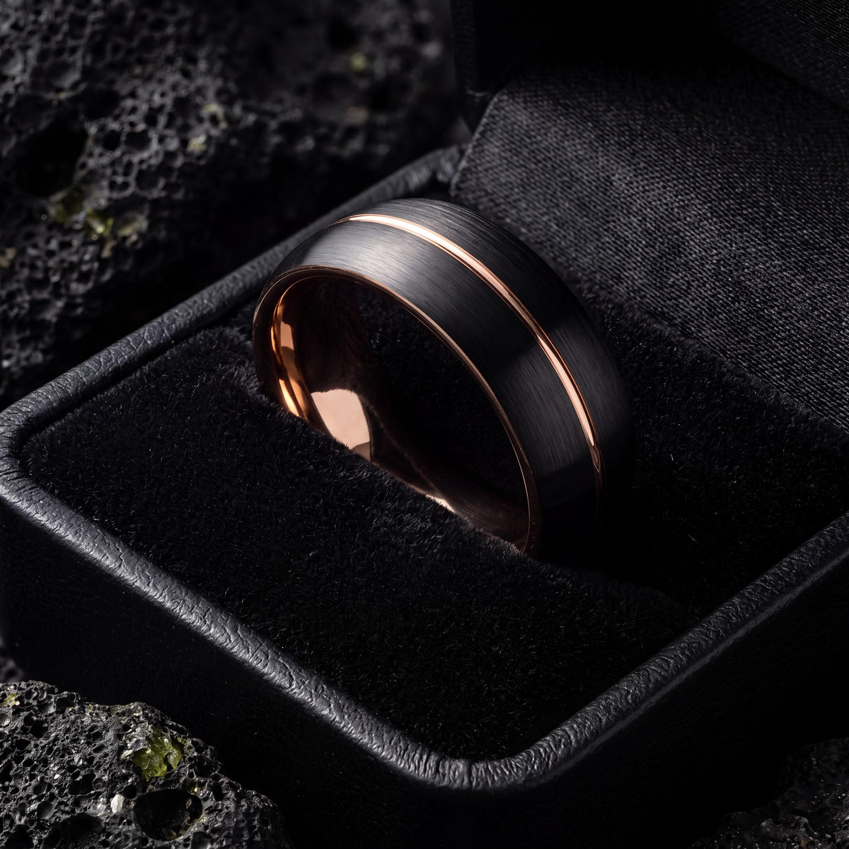 Tungsten Wedding Band,Womens Wedding Bands,Womens Comfort Fit Wedding Band,Rose Gold and Black Tungsten Wedding Band,Rose Gold,Black Rings,8