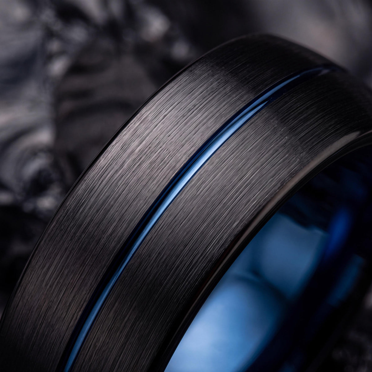 Tungsten Wedding Band,Mens Wedding Band Tungsten,Unique Wedding Band,Wedding Ring Set His and Hers Unique,Mens Black Rings,Blue Wedding Ring