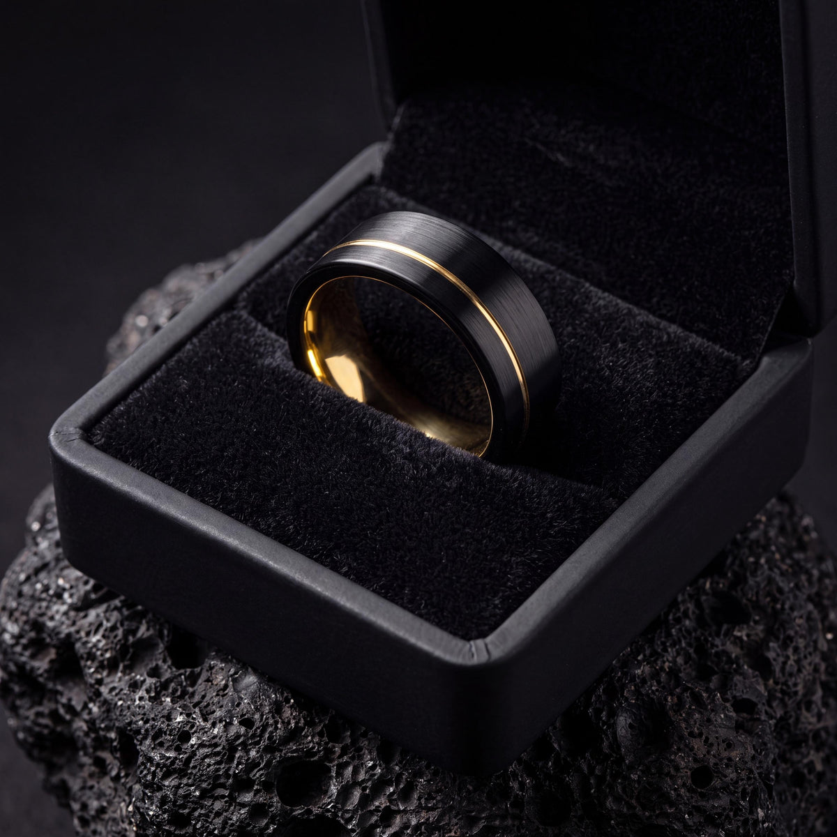 Wedding Bands,Mens Wedding Band Tungsten,Couples Wedding Bands,Wedding Band Tungsten Carbide,Chunky Abstract Gold Rings,Black Wedding Band,8