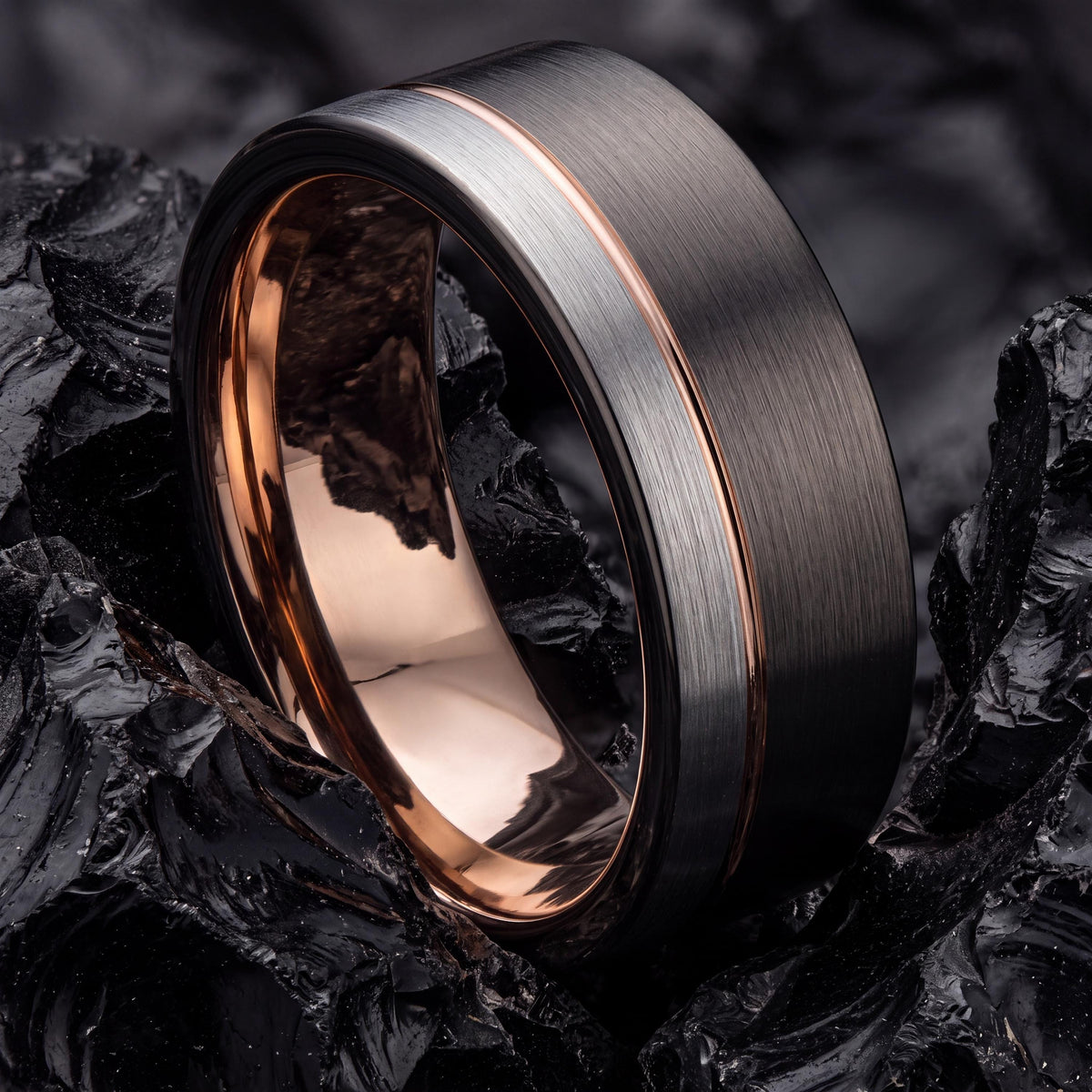 Mens Tungsten Wedding Band,Wedding Bands Women Unique,Enhancer Wedding Band,Male Wedding Band Gunmetal 6mm,Thin Silver Wedding Band,Rosegold