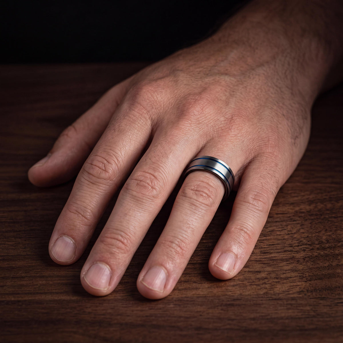 Tungsten Wedding Band,Matching Wedding Bands His and Hers,Contour Wedding Band,Male Wedding Band Gunmetal 8mm,Silver Band,Mens Rings Blue,10