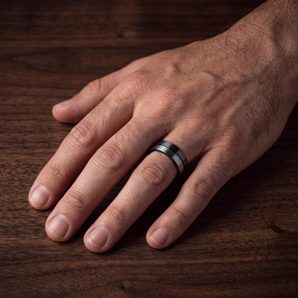 Wedding Bands,Tungsten Wedding Band,Unique Wedding Bands,Minimalist Wedding,Male Wedding Band Gunmetal 6mm,Silver Chunky Ring,Mens Blue Ring