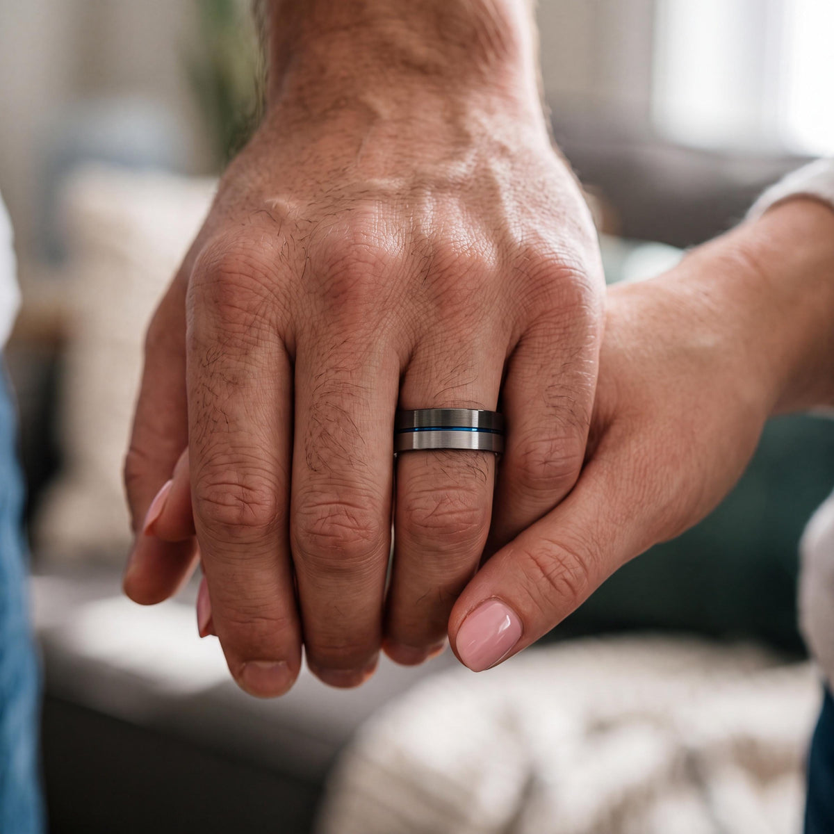 Wedding Bands,Tungsten Wedding Band,Unique Wedding Bands,Minimalist Wedding,Male Wedding Band Gunmetal 6mm,Silver Chunky Ring,Mens Blue Ring