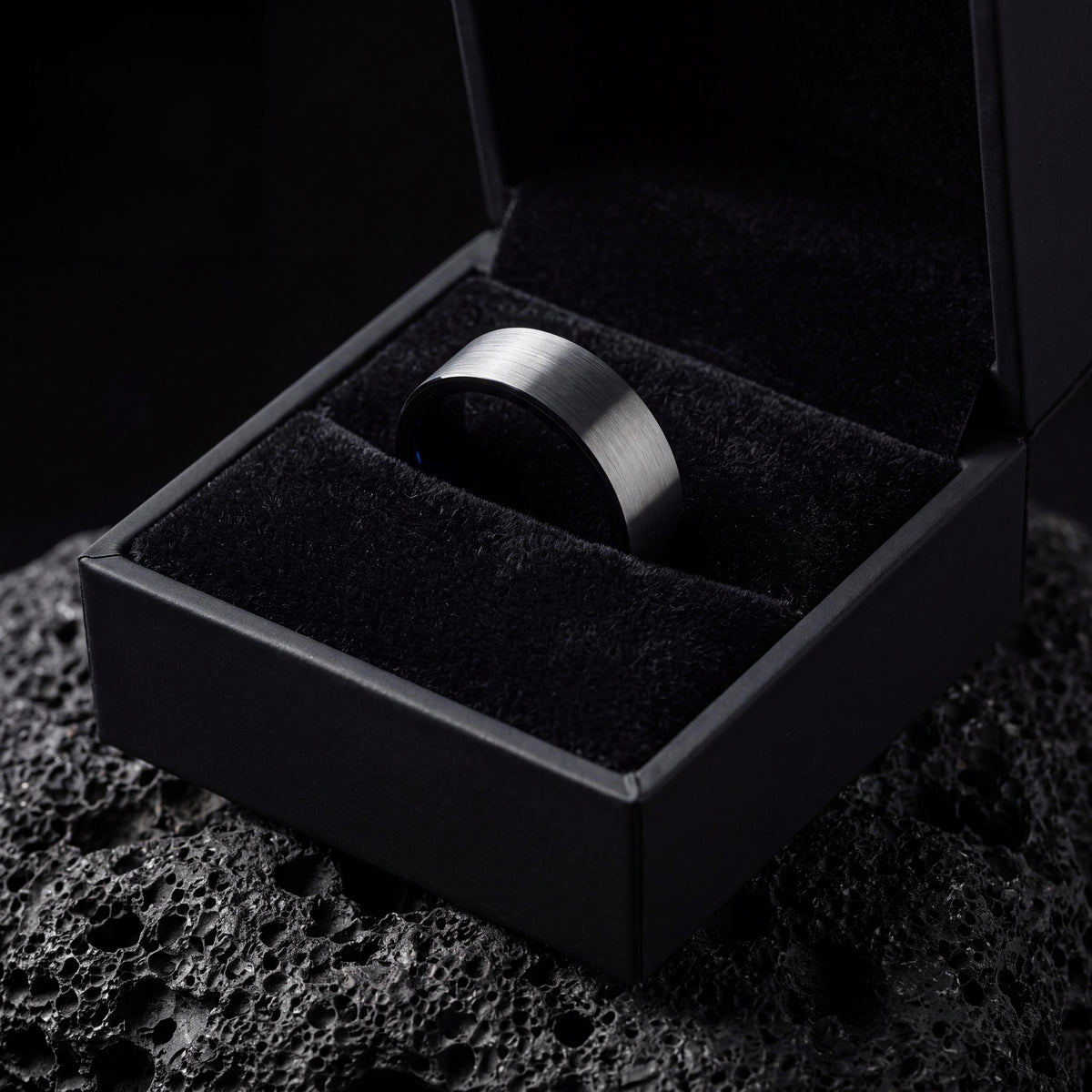 Mens Wedding Band Tungsten,Unique Mens Wedding Band,70Th Wedding Anniversary,Silver Statement Ring,Men Wedding Ring Black,Blue Wedding Bands