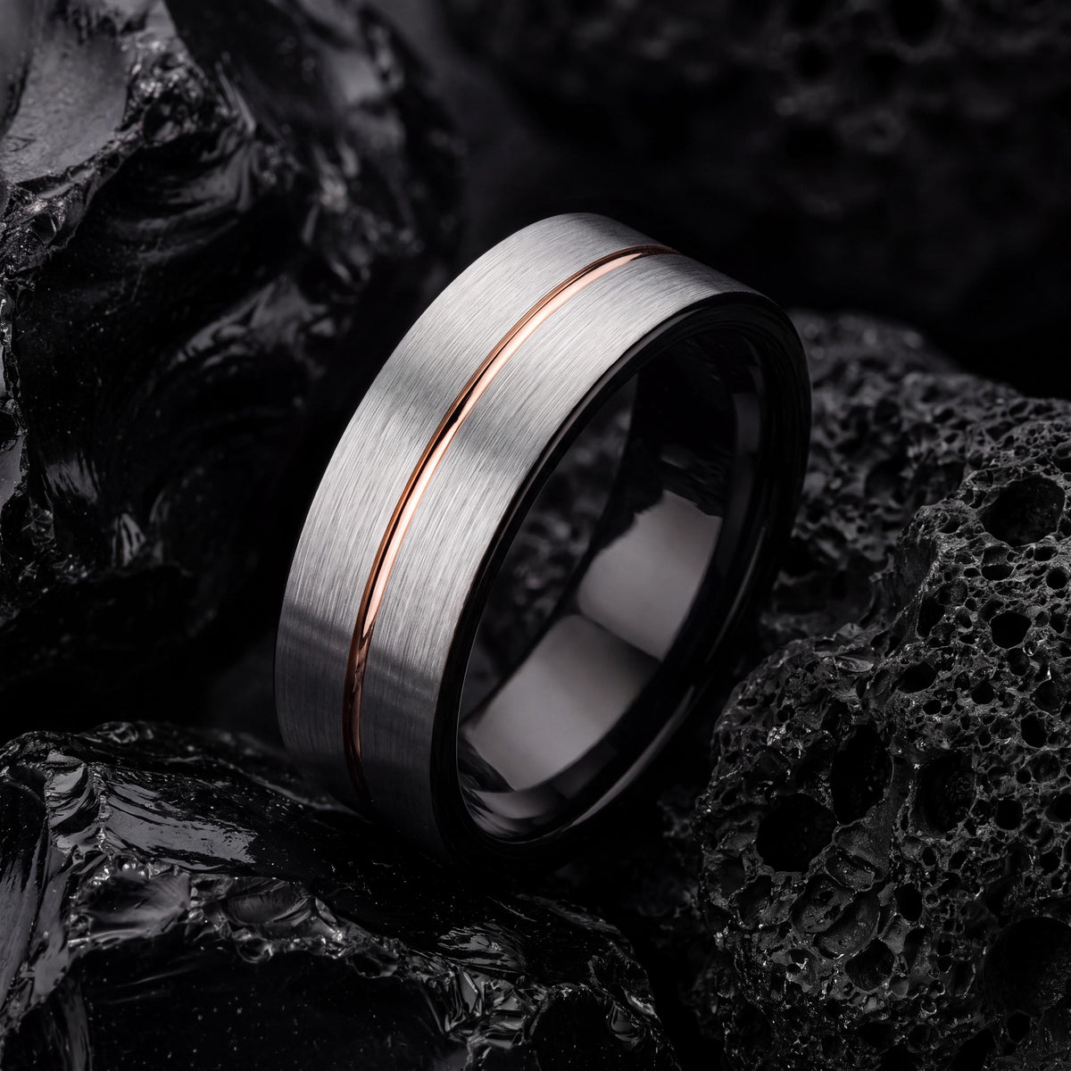 Mens Wedding Band Tungsten,Wedding Engagement Rings,Male Wedding Ring,Black Rose,Silver Promise Ring Men,Rose Wedding Band,Metallic Black,10
