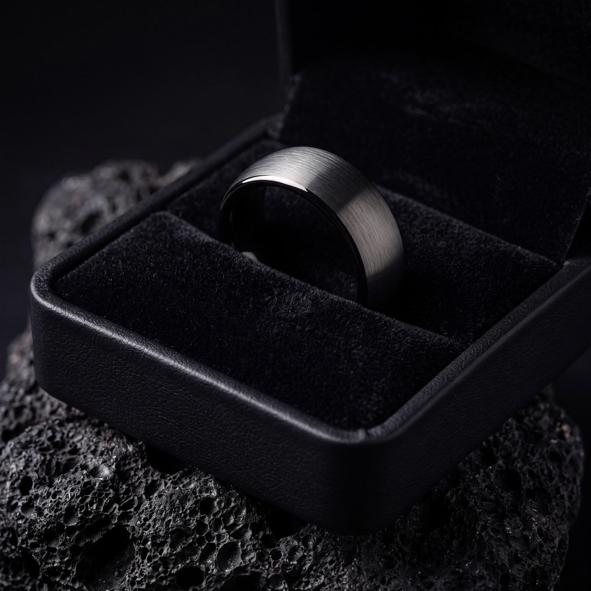 Wedding Band,Mens Tungsten Wedding Band,Matching Wedding Bands His and Hers,Female Wedding Ring,Male Wedding Band Gunmetal 6mm,Black Metal,8
