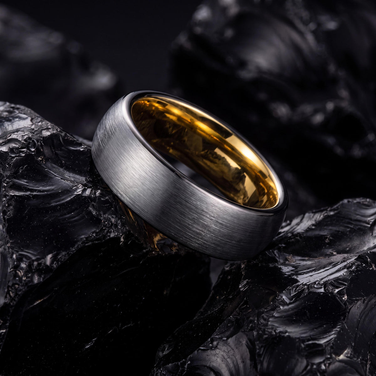Mens Tungsten Wedding Band,Mens Wedding Ring,Matching Wedding Rings,Gunmetal Men Wedding Band,18K Gold Engagement Ring,Smooth Silver Ring,10