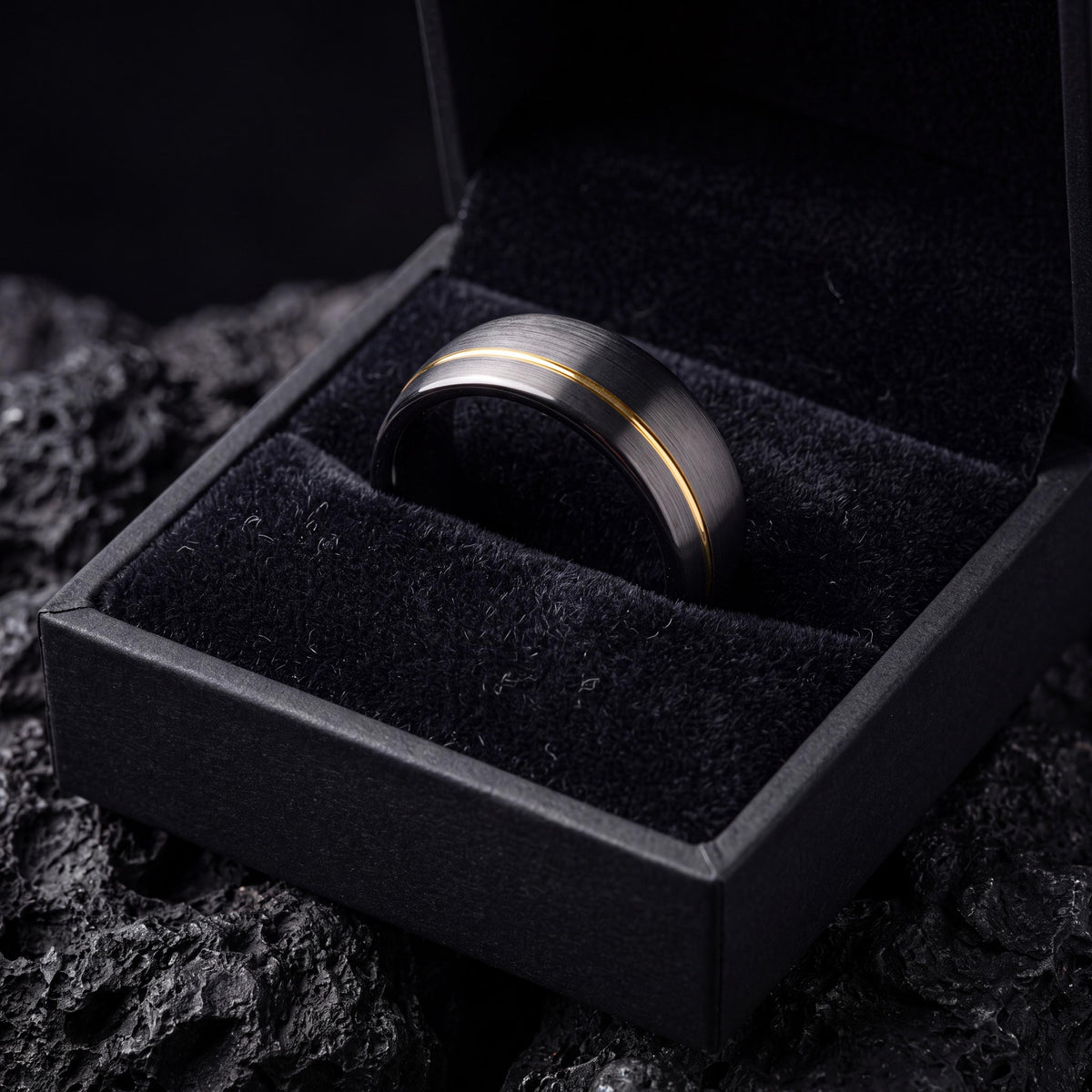 Mens Wedding Band,Mens Tungsten Wedding Band,Matching Wedding Bands,25Th Wedding Anniversary Ring,Gunmetal Men Wedding Band,18K Gold Rings,8
