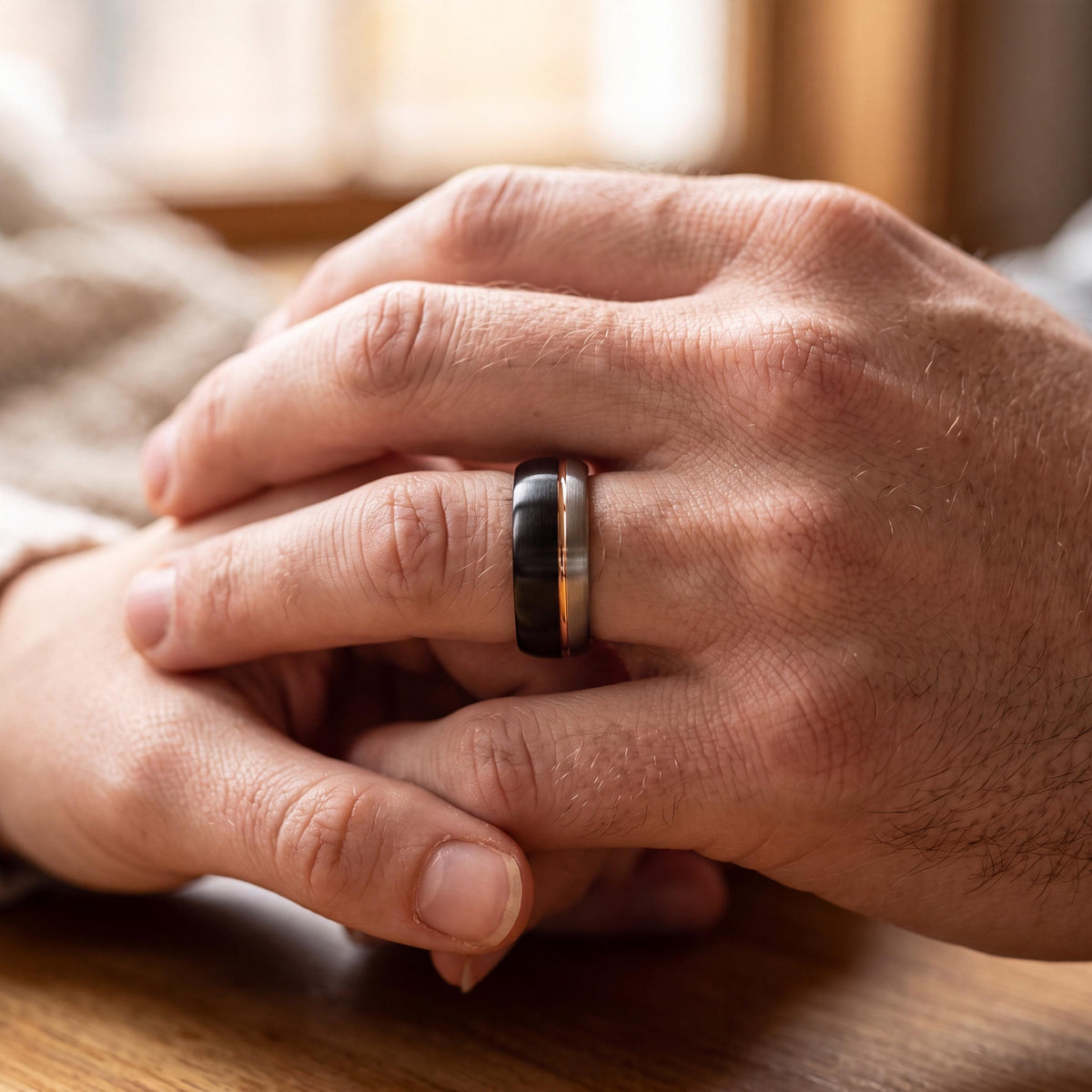 Wedding Bands Set,4Mm Wedding Band,Black Rose Gold Wedding Band Tungsten,Silver Chunky Rings,Rose Gold Engagement Ring,Newly Wed Gifts Black