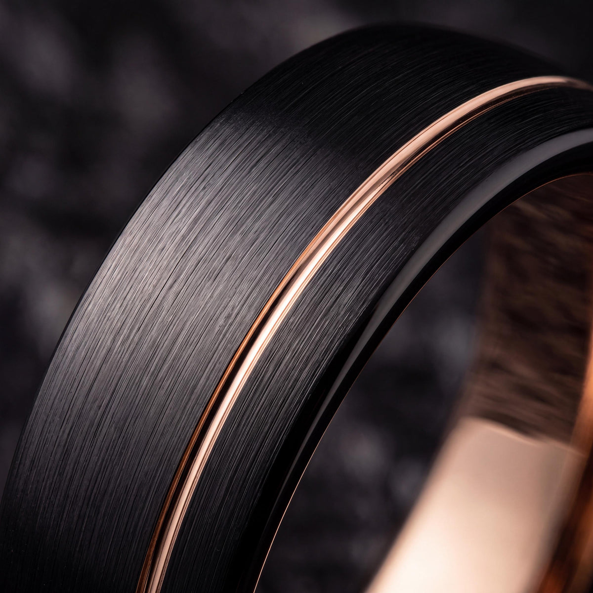 Mens Wedding Band, Black Rose Gold Tungsten Ring, 8mm Dome Edge, Jewelry, Custom, Personalized, Minimalist, Handmade, Gift for Him