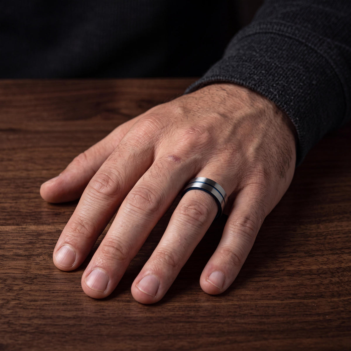 Tungsten Wedding Band,Mens Wedding Band Tungsten,Wedding Rings,Thin Wedding Band,Custom Silver Ring,Black Wedding Band Men,Blue Wedding Ring