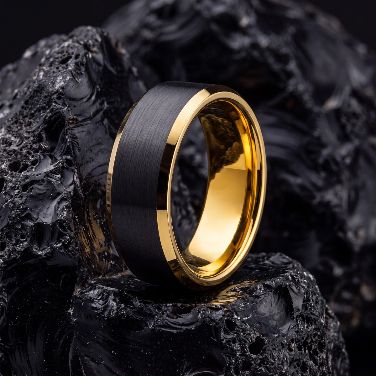 Wedding Bands,Mens Tungsten Wedding Band,Wedding Engagement Rings,Wedding Rings Sets His and Hers,Hammered Gold Wedding Band Men,Black Rings
