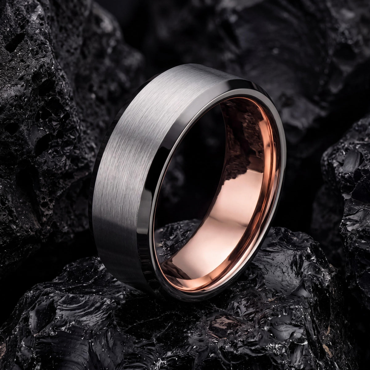 Mens Tungsten Wedding Band,Matching Wedding Bands,25Th Wedding Anniversary Ring,Gunmetal,Minimalist Silver Ring,Rose Gold Engagement Ring,10