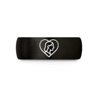 tungsten rings for men – black & rose gold tungsten adoption heart wedding band