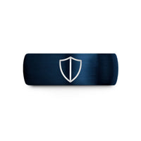 anniversary present ideas men – blue tungsten binary shield wedding band