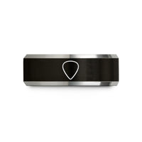 personalized presents for couples – black & grey tungsten guitar pick wedding band