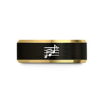 tungsten rings for men – black & gold tungsten music staff wedding band