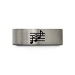 custom engraved rings online – gold & grey tungsten music staff wedding band