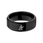 tungsten rings for men – black tungsten soldier kneeling wedding band
