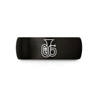 men's tungsten wedding ring – black & gold tungsten tuba wedding band