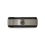 personalized rings for boyfriend – black & grey tungsten tuba wedding band