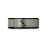 anniversary band for men – black & gray tungsten cow skull wedding band