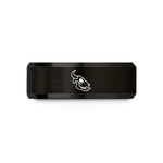 engraved rings for couples – black tungsten cow skull wedding band