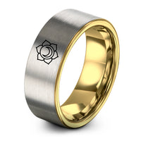 men’s anniversary ring – gold & silver tungsten sacral lotus ring