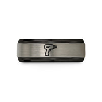 personalized presents for couples – black & silver tungsten heat gun wedding band