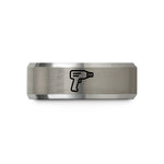 anniversary present for him – black & gray tungsten heat gun wedding band