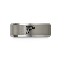anniversary present for him – black & gray tungsten heat gun wedding band