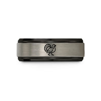 anniversary presents for him – black & gray tungsten turkey tom strutting wedding band