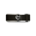 presents for boyfriend anniversary – black & silver tungsten turkey tom strutting wedding band