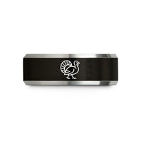 presents for boyfriend anniversary – black & silver tungsten turkey tom strutting wedding band
