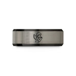 special present for pair – black & grey tungsten cherub praying wedding band