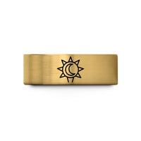 unique couple present ideas – gold tungsten sun moon wedding band