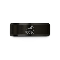personalized rings for couples – black & rose gold tungsten arctic fox wedding band