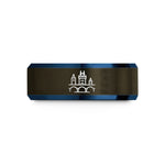 personalized presents for couples – gunmetal & blue tungsten charles bridge wedding band