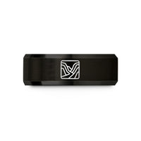 personalized ring for her – black tungsten fjord contours wedding band