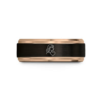 women's tungsten ring present – black & rose gold tungsten granddaughter heart wedding band