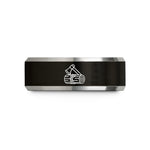 engraved promise rings set – black & gray tungsten hatchet log rope wedding band