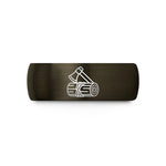 personalized rings for her – gunmetal & black tungsten hatchet log rope wedding band