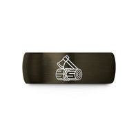 personalized rings for her – gunmetal & black tungsten hatchet log rope wedding band