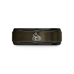 personalized rings for her – gunmetal & black tungsten hatchet log rope wedding band