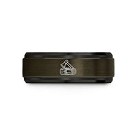 personalized rings for her – gunmetal & black tungsten hatchet log rope wedding band
