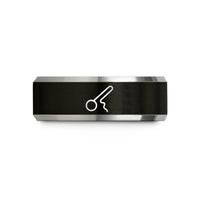 men’s rings for wedding – black & gray tungsten diminuendo hairpin wedding band